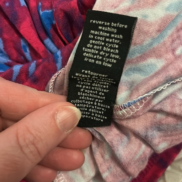 Fuschia Pink Tank Top with Abstract Blue Pattern, Sz M - Picture 6 of 6